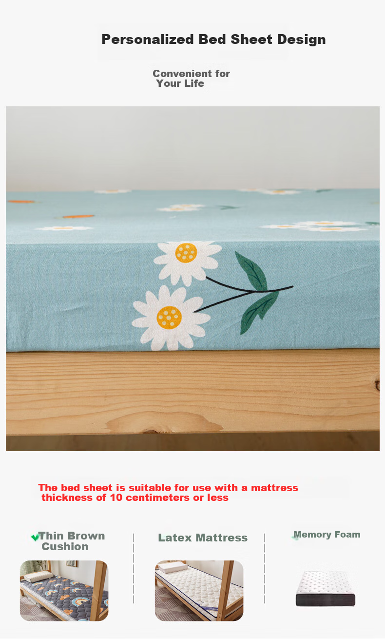 Hengyuanxiang Pure Cotton Fitted Sheet, Single Piece, Student Dormitory Mattress Protector, Protective Cover for Single Bed, 100*190cm 4