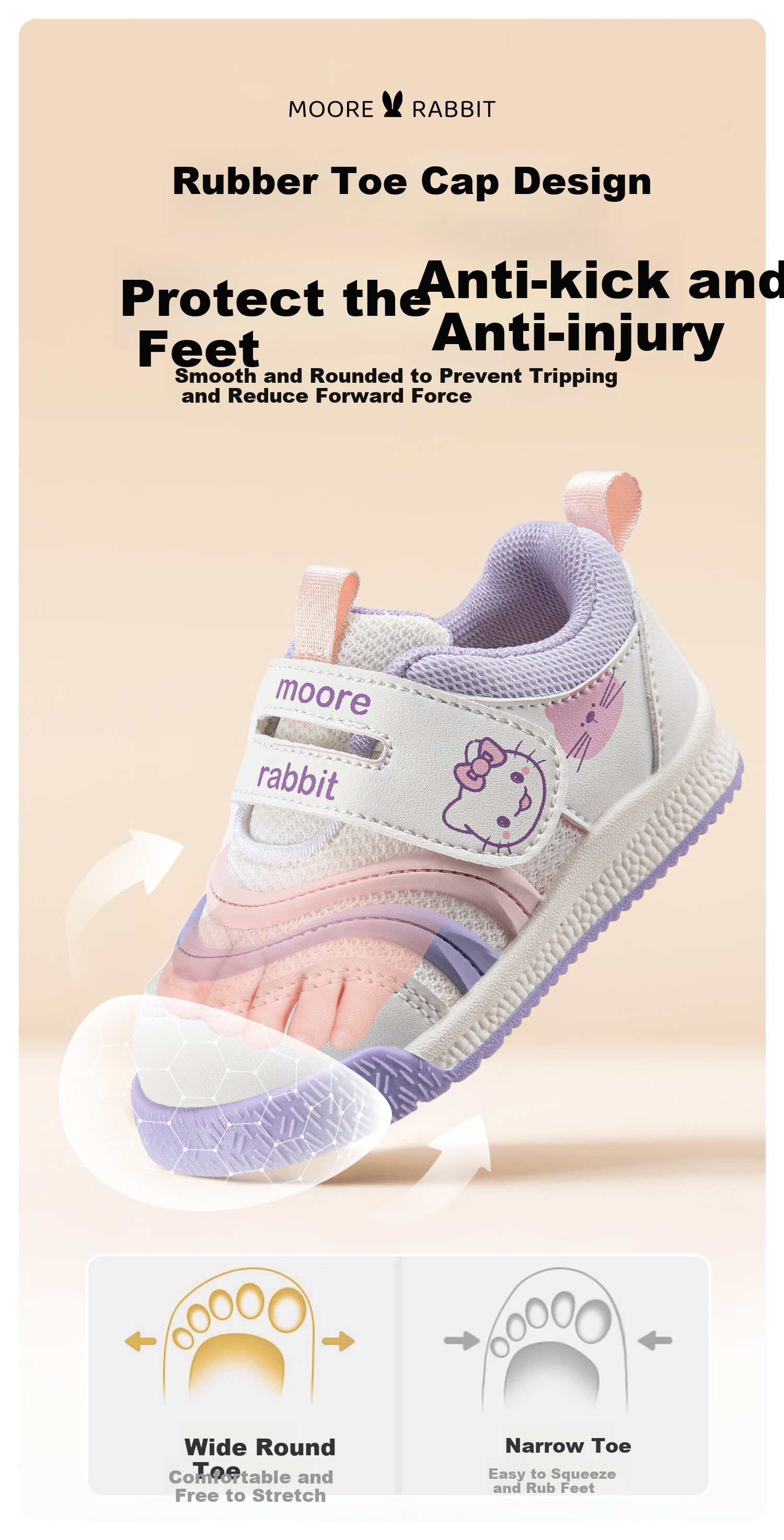Moertu Children's Spring And Autumn New Style Soft-Soled Walking Shoes, Boys' Steady Shoes, Girls' Cartoon Breathable Shoes, Anti-Kick Shoes 5