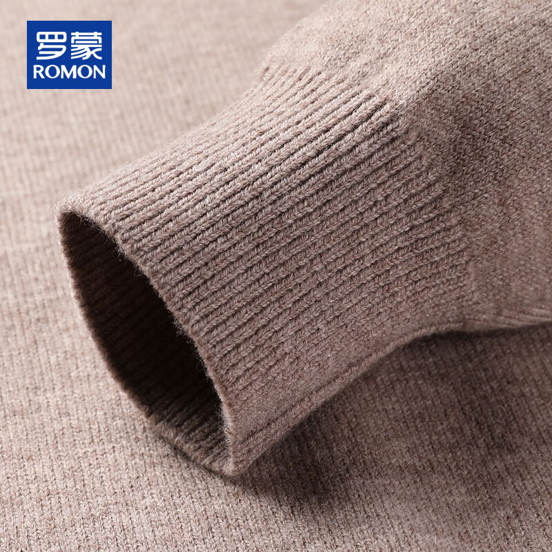 ROMON 100% Pure Wool Men's Thick Heavy 430G Warm V-Neck Casual Knit Sweater for Autumn and Winter