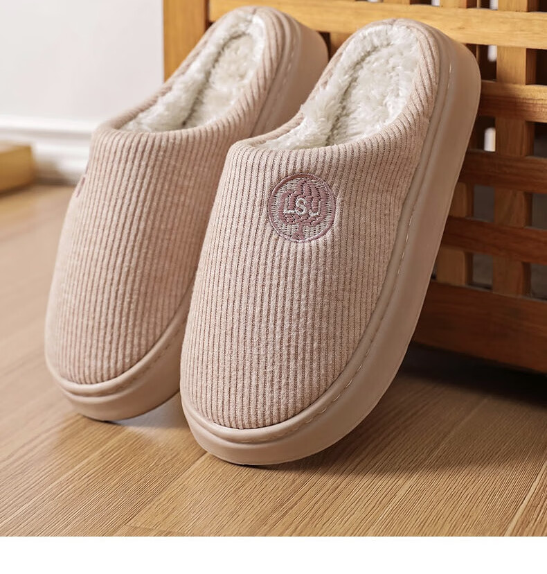 Huamei Jianbu Unisex Versatile Half-Cover Cotton Slippers Indoor Outdoor Fleece Lined Warm Cotton Slippers HM2502 Navy Blue Size 40-41 24