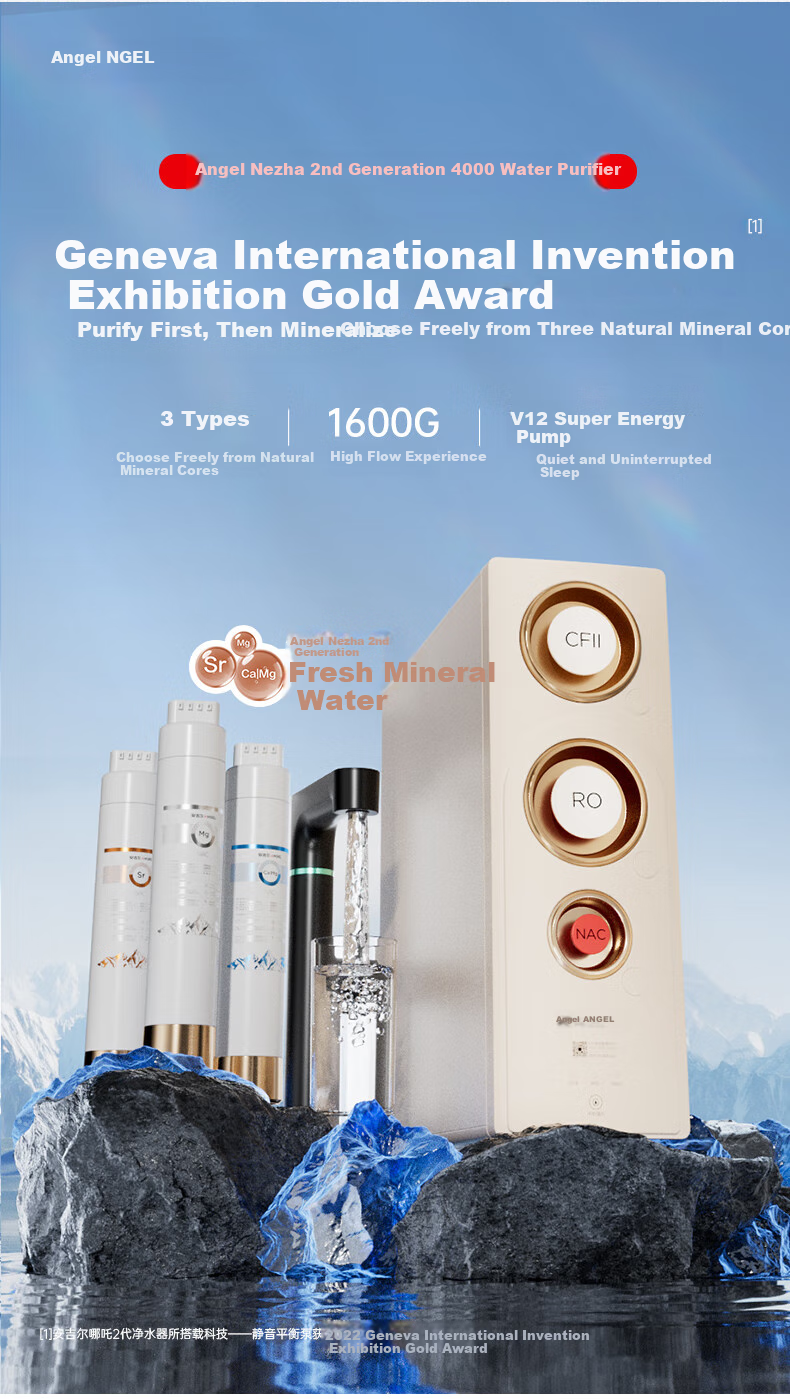 Anjier Household Water Purifier Nezha 2.0 Real Mineral Water 4000 Under-Sink Dedicated Water Purification Machine RO Membrane Reverse Osmosis 1600G Mineral Water J3675-ROC210 3