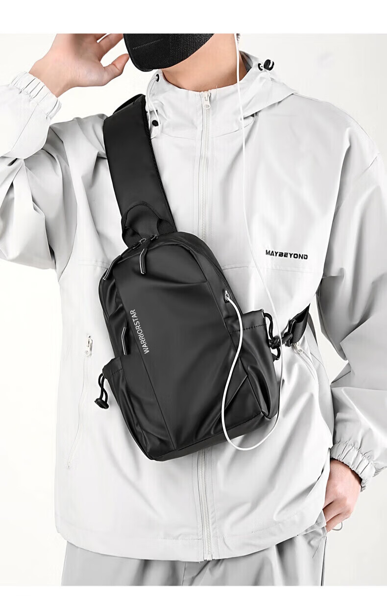 Huili Chest Bag, Men's Shoulder Bag, Large Capacity, Versatile Casual Waist Pack, Sports Commuter Crossbody Bag, New Convenient Sling Bag 10