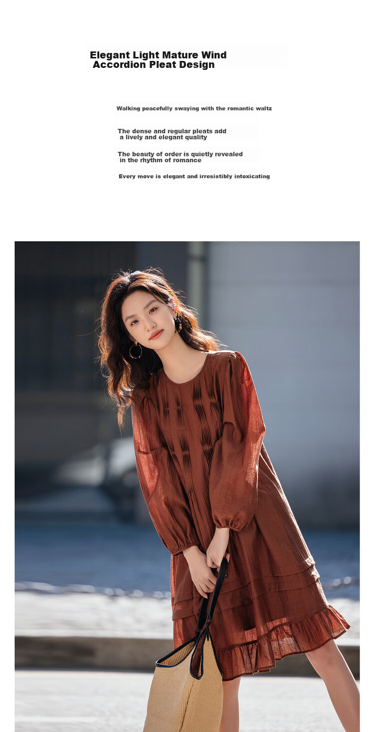 Dme [Tasha Xing Wan] Spring Silky Lyocell Tea Break Dress, Elegant Accordion Pleated Lace Dress 1