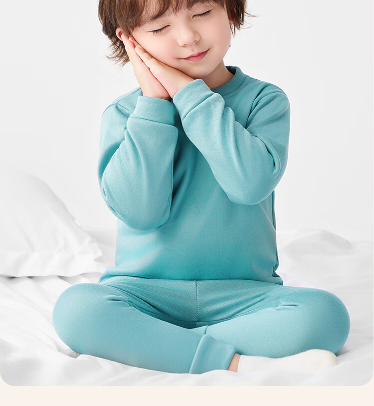 Badibadi Autumn Winter New Baby Toddler Fleece Lined Thermal Underwear Set Homewear Pajamas Blue Tennis Letter 160 9
