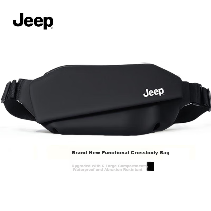 Мужская сумка JEEP через плечо, водостойкая, из ПВХ, для работы и путешествий, черная