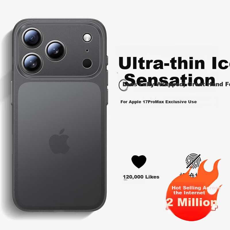 Чехол DIVI для iPhone 17 Pro Max, ультратонкий, матовый, полупрозрачный, противоударный, из силикона, черный