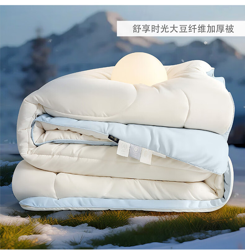 FUANNA Class A Soybean Quilt 60% Soy Fiber Antibacterial Thickened Winter Quilt Core for Single and Double Beds 203*229cm Blue 13