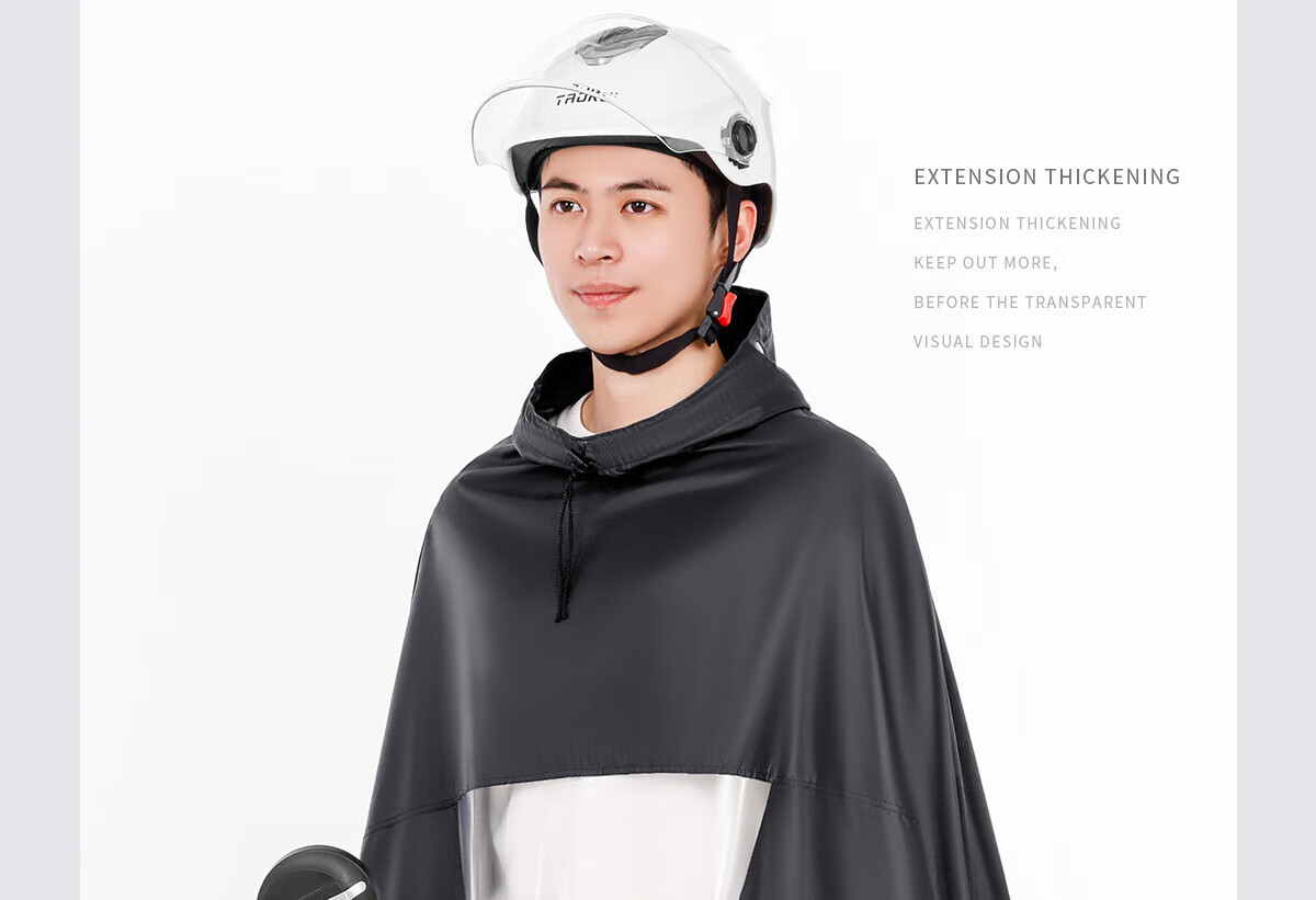 BWNK Electric Bike Raincoat Single Rider Adult Portable One-Piece Rain Poncho Black 20