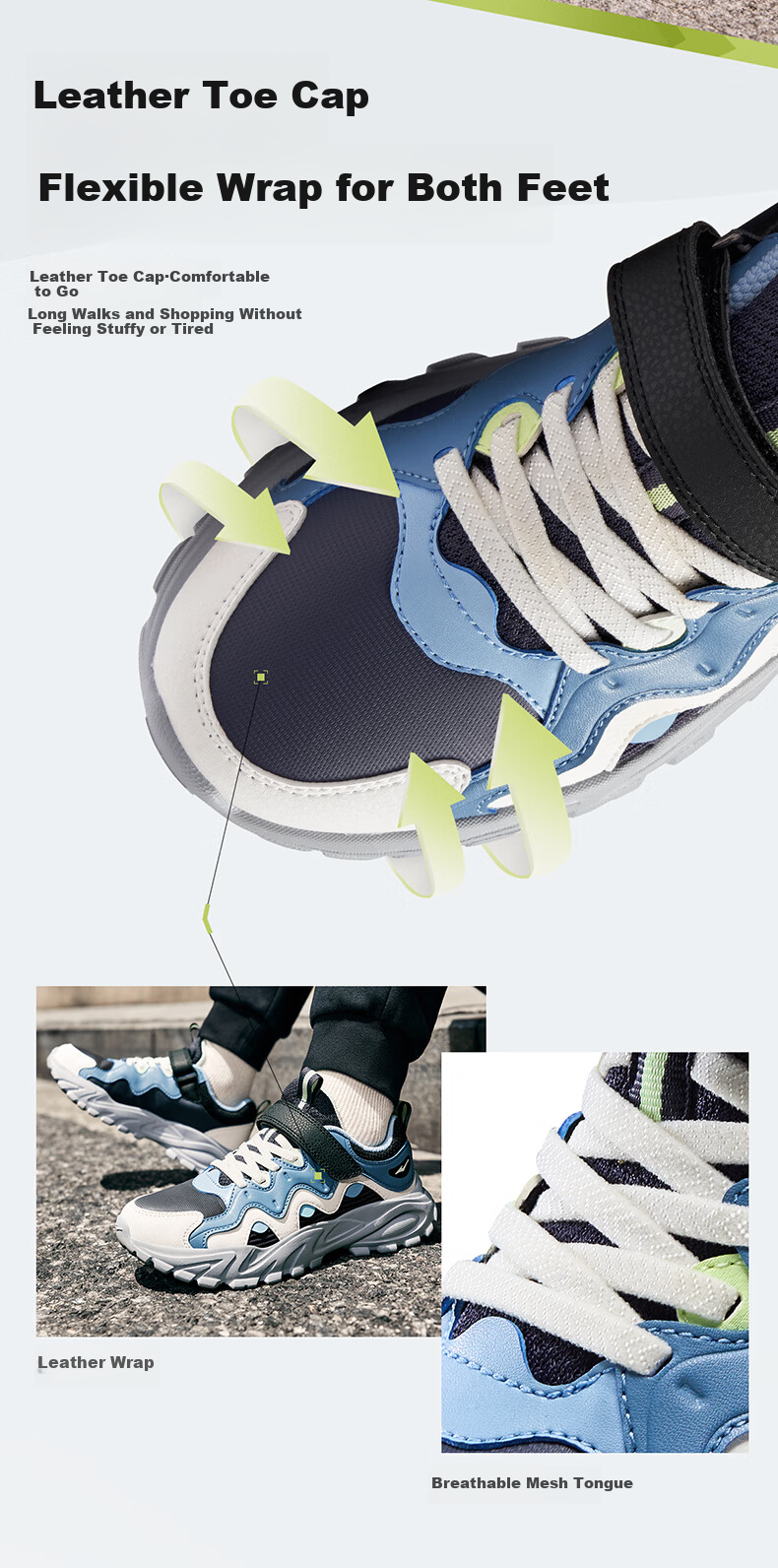 ERKE Children's Shoes Boys' Sports Shoes for Older Kids Velcro Casual Shoes Universe Blue/Micro-Crystal White/Force Blue Size 35 8