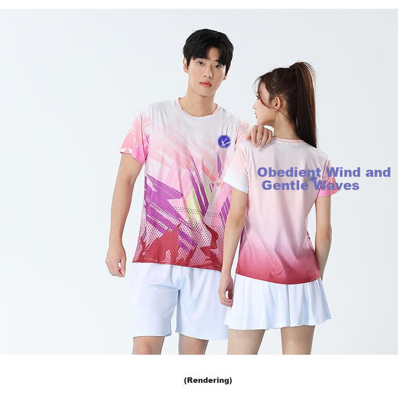 Gaoshouruyun SO MANY VIPS Badminton Customized Set, Men's And Women's Jersey, Breathable Short-Sleeve Tennis Outfit GS1802-W Women's 6