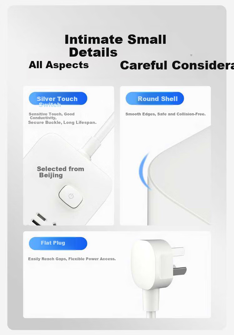Jingxuan JINGDONG, Own Brand, 30000mAh PD Fast Charging Socket/power Strip/outlet Strip, Type-C Port + USB Port + 6 Sockets, Total Length 1.8 Meters, White, M733UC30 7