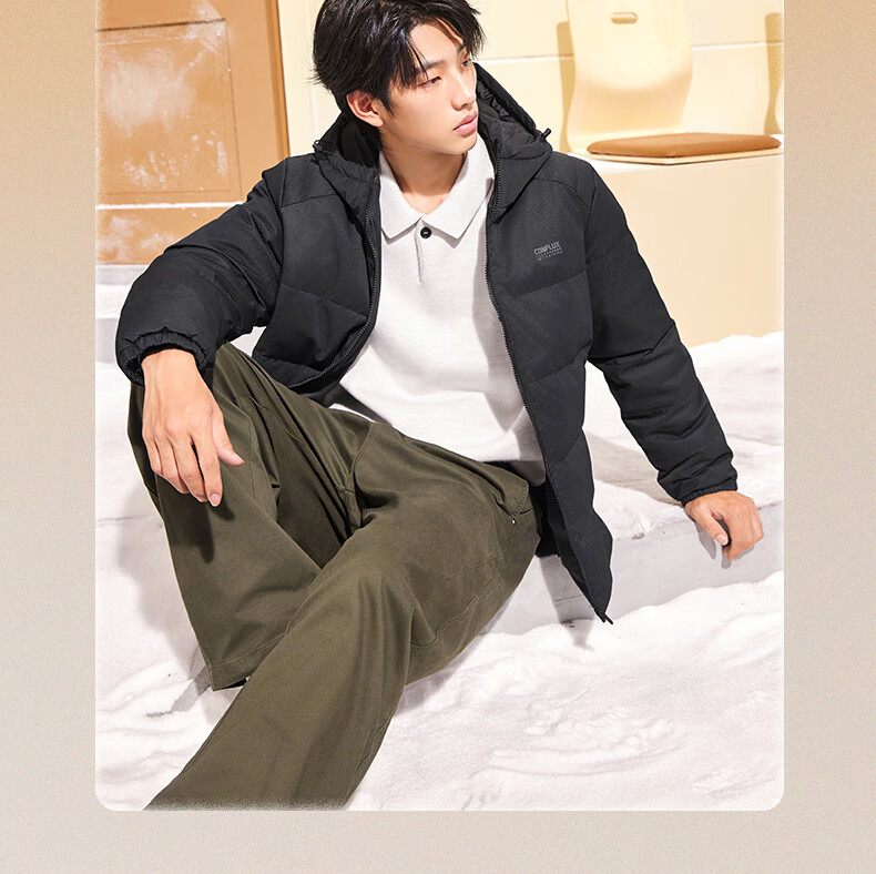 361° Men's Autumn Winter Three-Proof Short Hooded Sports Casual Warm Down Jacket 652544304-4 8