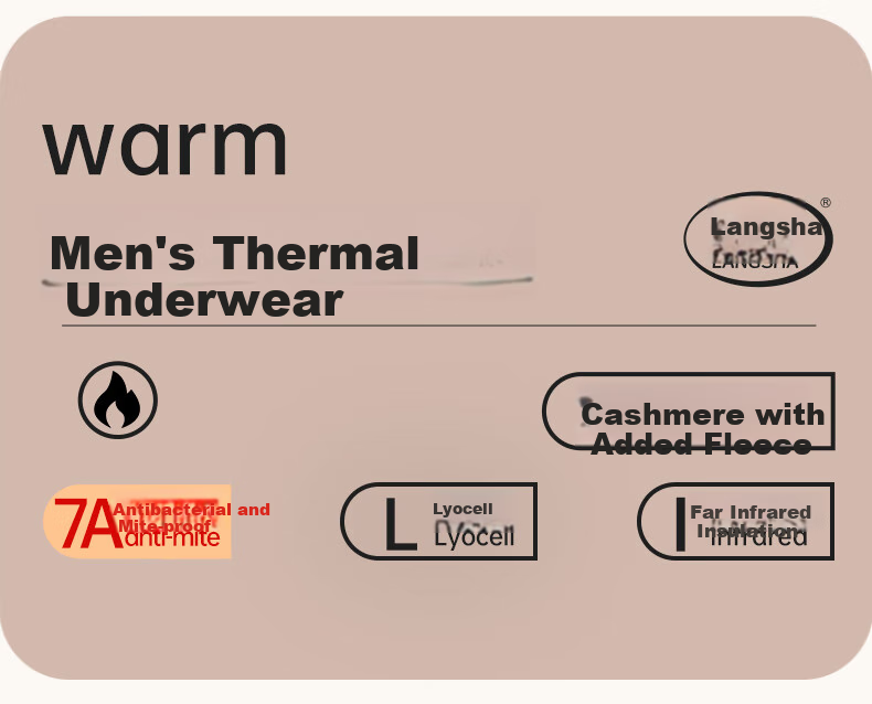 LangSha Thermal Underwear Men's Set, Fleece-Lined Thickened Autumn Winter Cashmere Anti-Static Large Size Antibacterial Thermal Top And Bottom 1