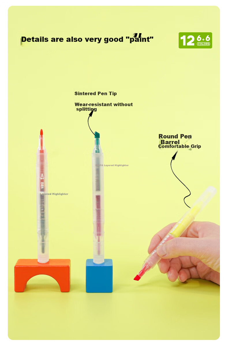 BEIFA Dual-Head Layered Highlighter Pen, Marking And Emphasis without Bleeding Soft Tip Marker Pen, High-Value Handwritten Journal Pen, Breaking Dawn Thrill [Back-To Essential] 10