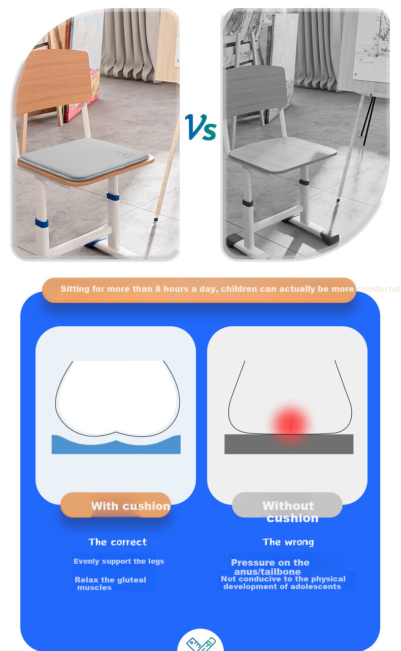 Dijialun Student Seat Cushion Memory Foam School Classroom Chair Pad Long-Sitting Dormitory Stool Car Seat Cushion Butt Pad 2