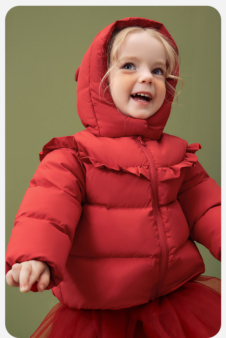 Minibala Girls' Three-Proof Down Jacket Baby Sweet Cute Coat New Year Clothes 2025 Winter 10