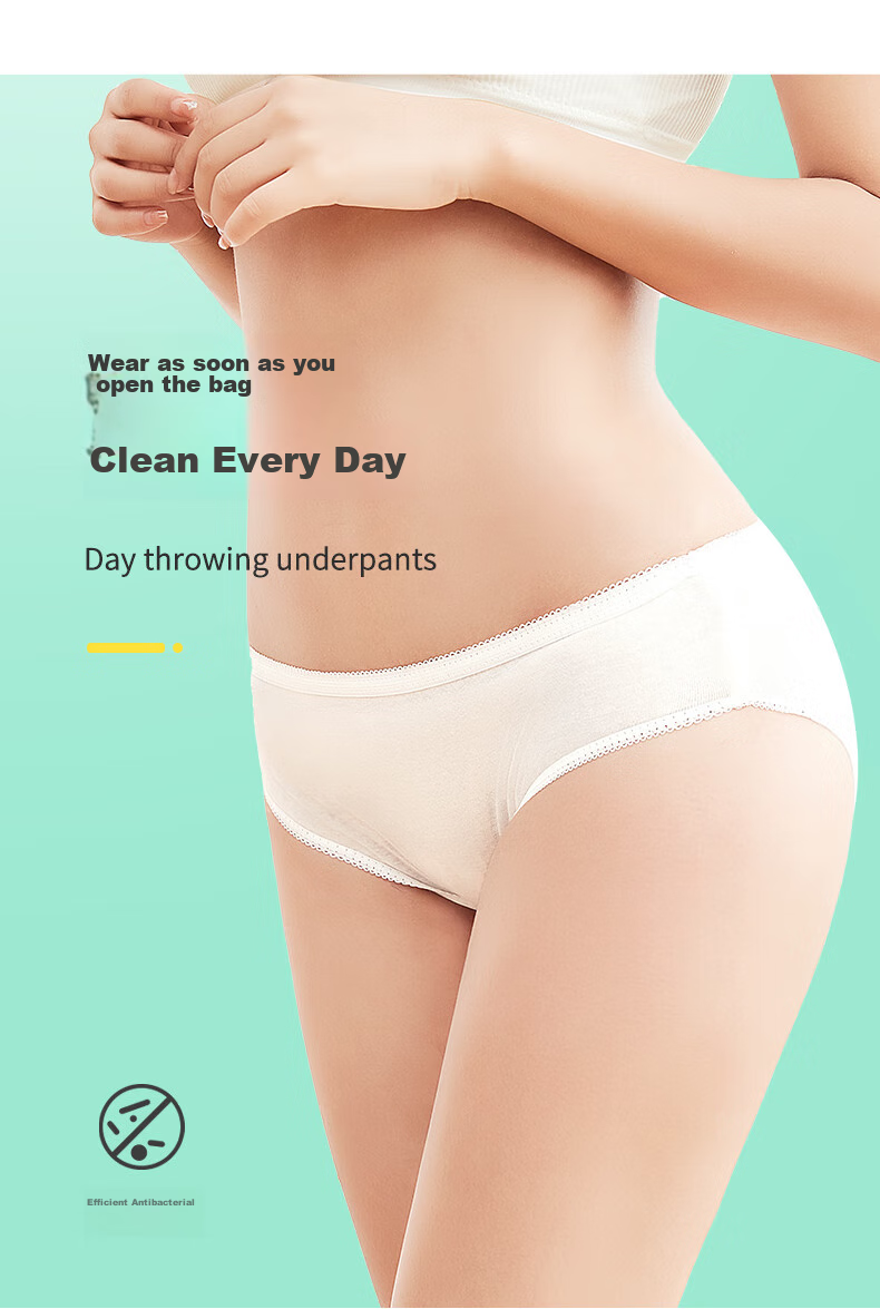 JOYTOUR Disposable Women's Underwear for Travel And Hotel Use, No-Wash Portable Cotton Sanitary Daily Disposable Postpartum Menstrual Pads, Individually Wrapped, 5 Pieces, XXL 2