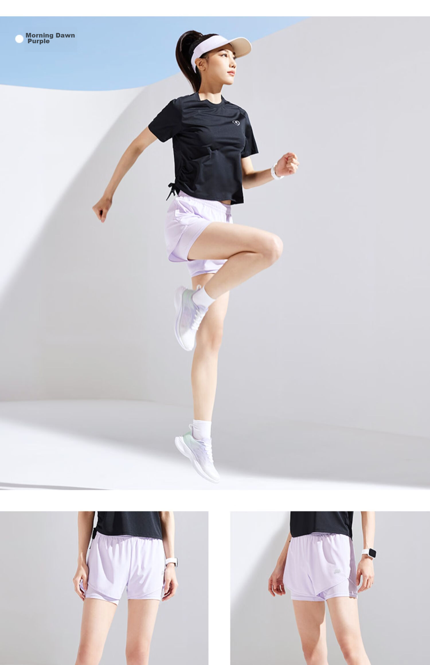 QIAODAN Women's Shorts, Sports Pants, Summer Lightweight Breathable Quick-Dry Fake Two-Piece Anti-Exposure Running Pants for Wome 9