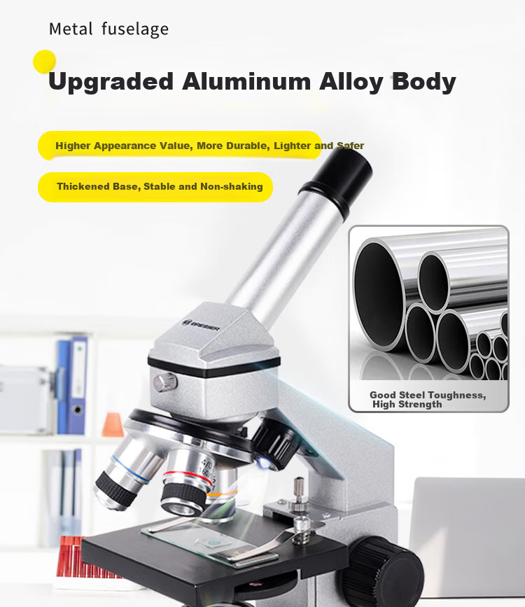 Bresser 88-55030 Microscope, Professional Student Biology Experiment, 1600x High-Definition, with Moving Scale, New Year Gift 8