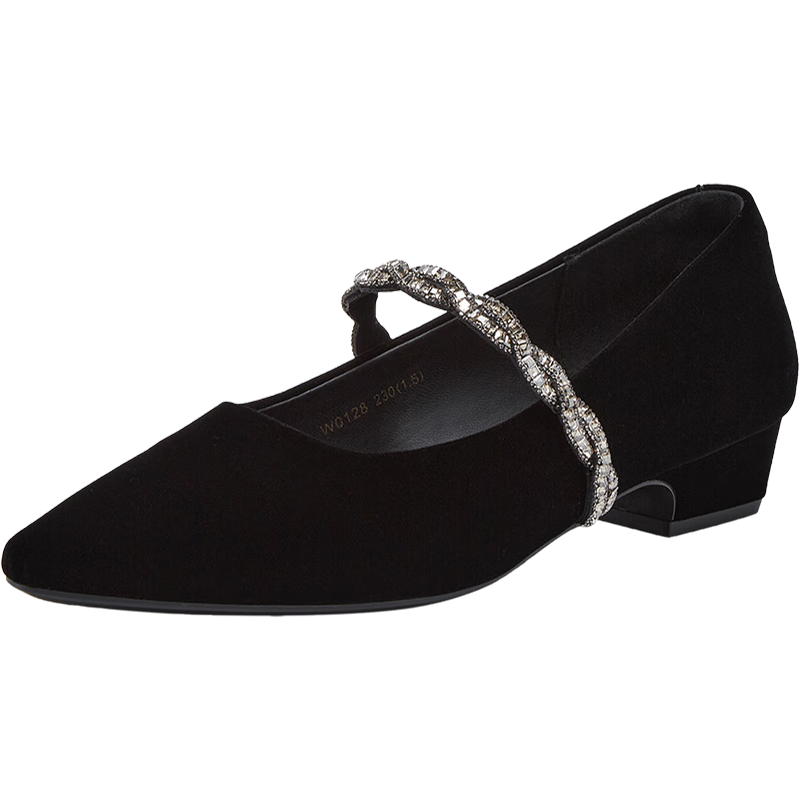 BASTO 26 Spring Mary Jane Shoes Simple Retro French Style Women's Flats W0128AQ6 Black Size 35