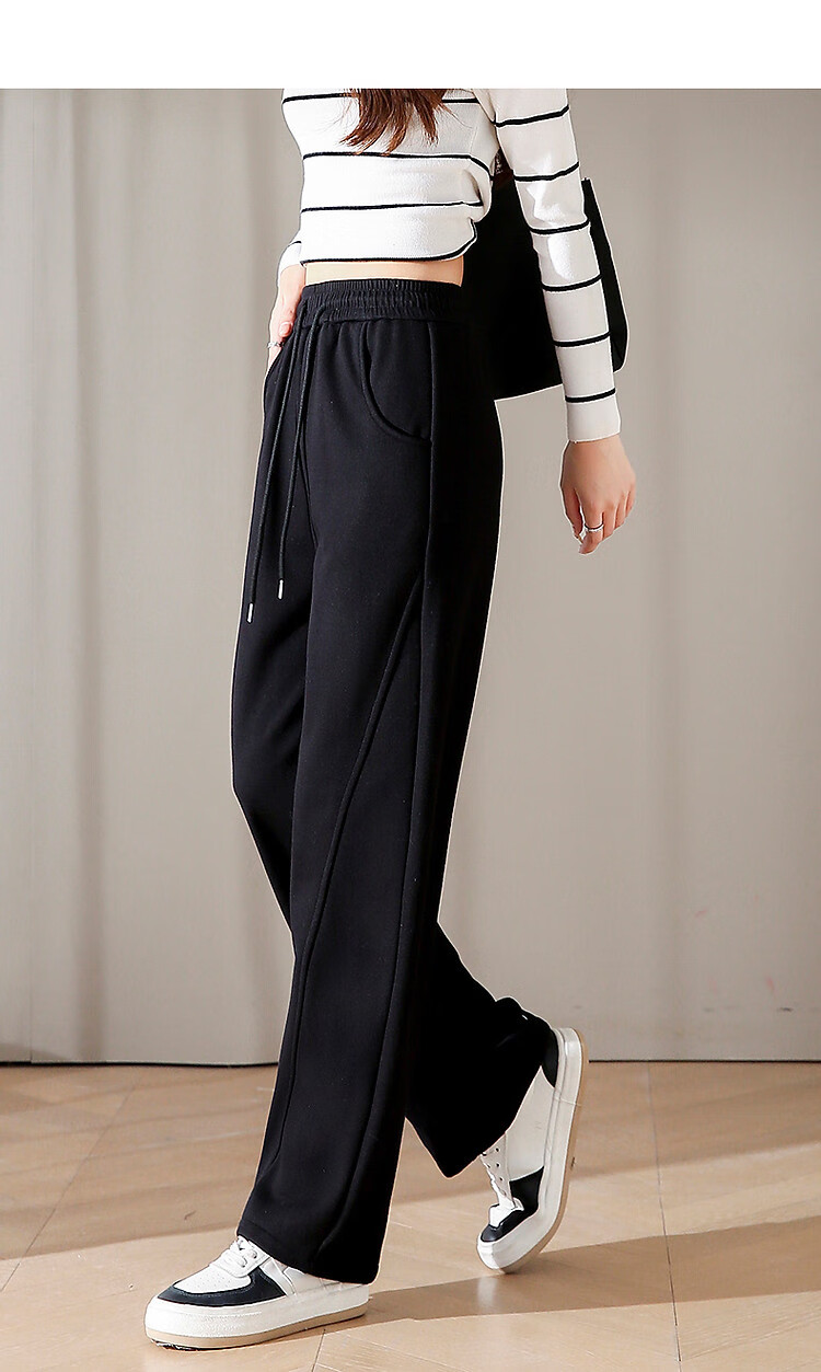 Dme Women's Casual Winter Cloud Cotton Elastic Waist Side Seam Split Banana Pants 9