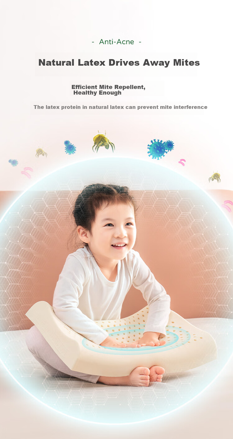 Jinxiangshu Thai Imported Latex Pillow, Cervical Pillow, Rubber Sleeping Pillow, Breathable Wave Pillow for Children And Teenagers, Ages 1-6 9