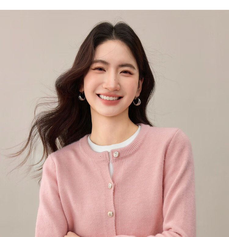 Sentubila Elegant Commuter Crew Neck Knit Sweater Women Autumn Soft Elastic Warm Thick Sweater Color Block Metal Button Long Sleeve Cardigan 20