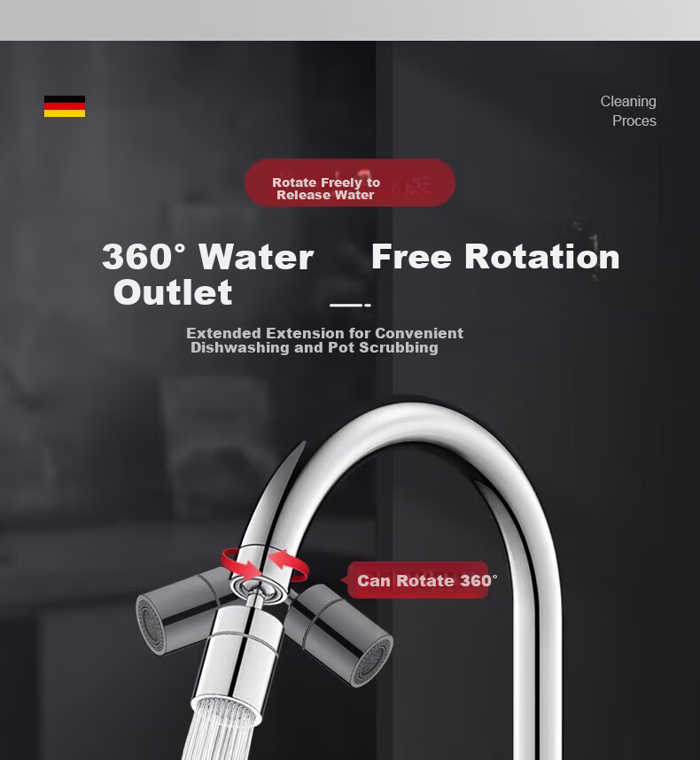 WUZORY [Germany] Kitchen Faucet Sink 360° Rotating Hot And Cold Dual Control Anti-Splash Faucet CFLT-GY2D 10