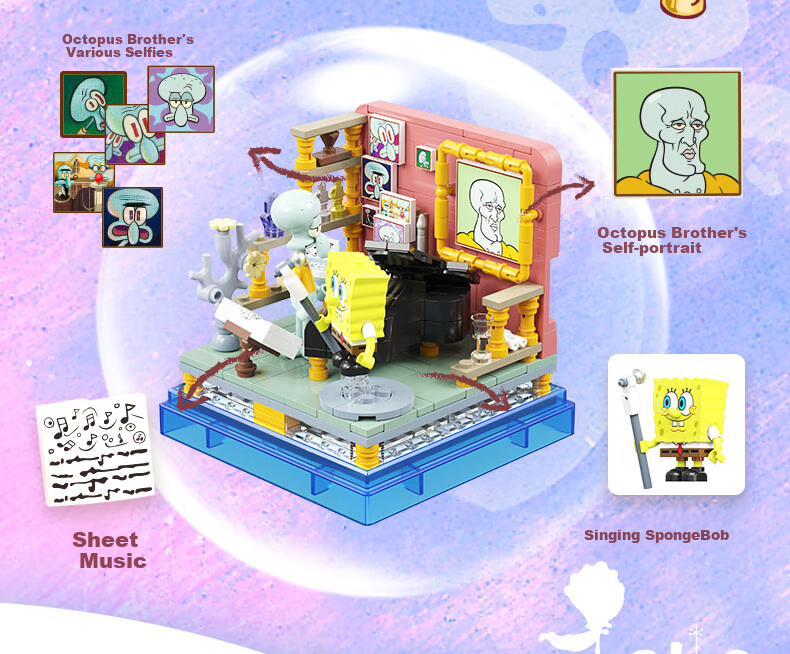 AREA-X SpongeBob SquarePants Series Building Blocks Toy Trendy Birthday Gift Pineapple House Restaurant AB0050 4