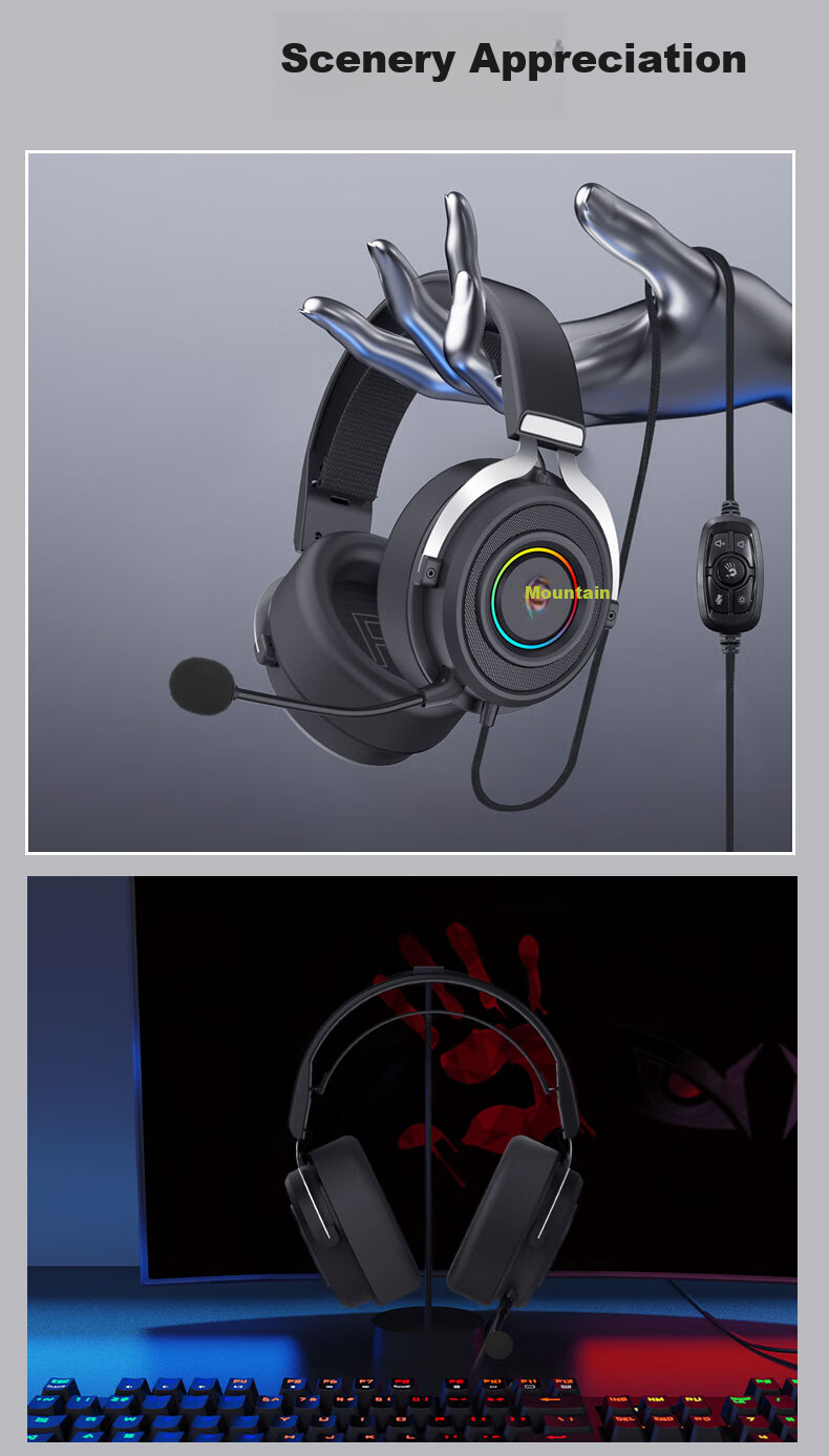 A4TECH Wild Tribe M595 Wired Gaming Headset Over-Ear Blood Hand Phantom CS PUBG Essential Delta Action Valorant Lightweight Gaming Headset Mechanical Dog 8