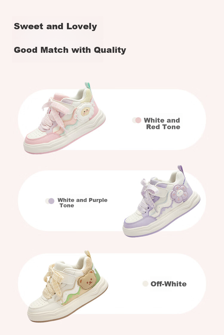 BALABALA Children's Shoes, Girls' Sneakers, Kids' Sports Shoes, White Casual Shoes for Autumn And Winter, Sweet Fleece-Lined 9