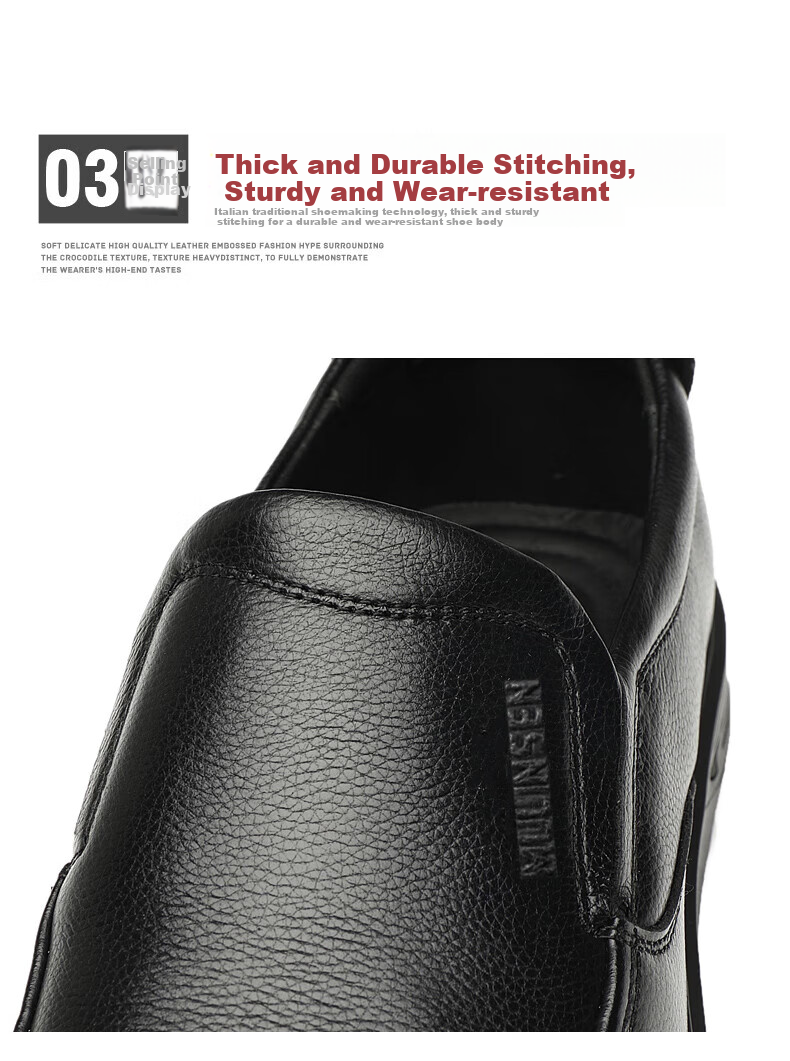 MULINSEN Men's Shoes, Business Formal Casual Leather Shoes, Soft Sole Breathable Slip-On Driving Leather Shoes, L223233 4