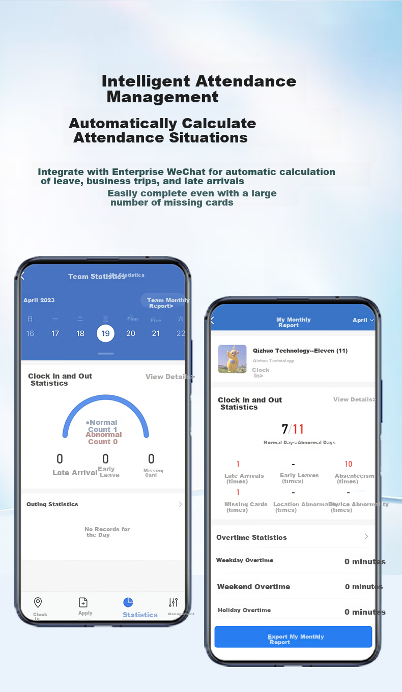 Qiyeweixin Facial Recognition Access Control And Attendance System All-In Machine, Employee Smart Face-Scanning Clock-In Device for Office, Mobile Remote Management to Unlock Doors 9