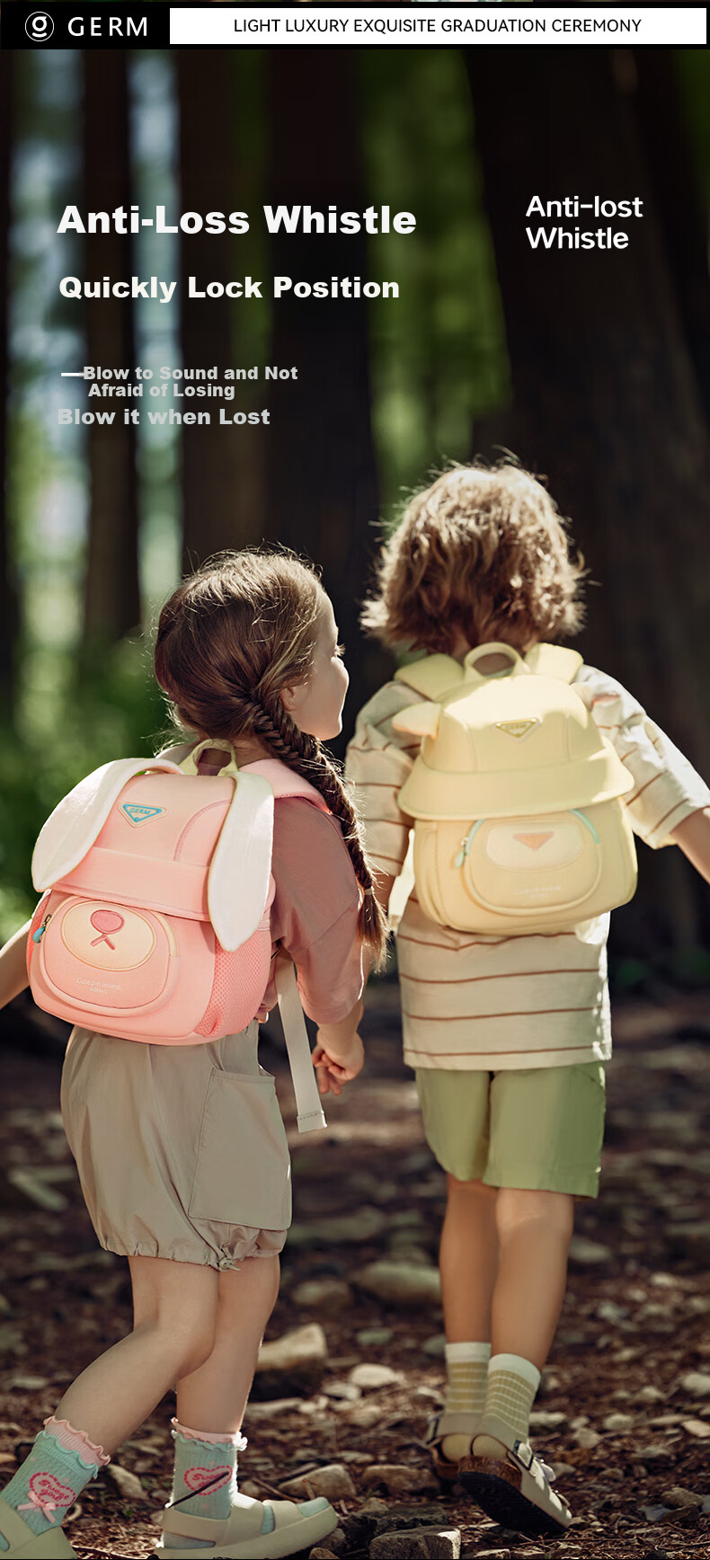 Germ Children's Backpack, Kindergarten Backpack, Ultra-Light Elementary School Bag, Travel Bag for Girls And Boys, Animal-Themed Small Backpack, Keke Xiong 11