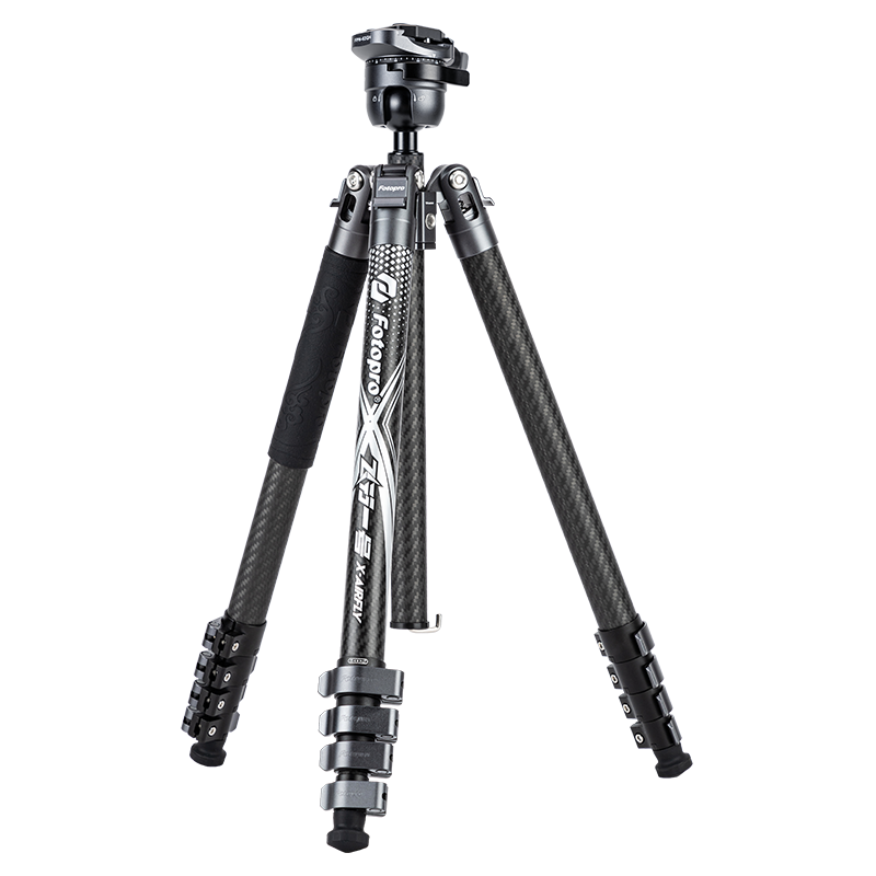 Fotopro Flying One Ball Head Camera Mirrorless Photography And Videography Carbon Fiber Tripod without Center Column, Flip-Lock Carbon Fiber, Original Carbon Gray, Includes Phone Clamp