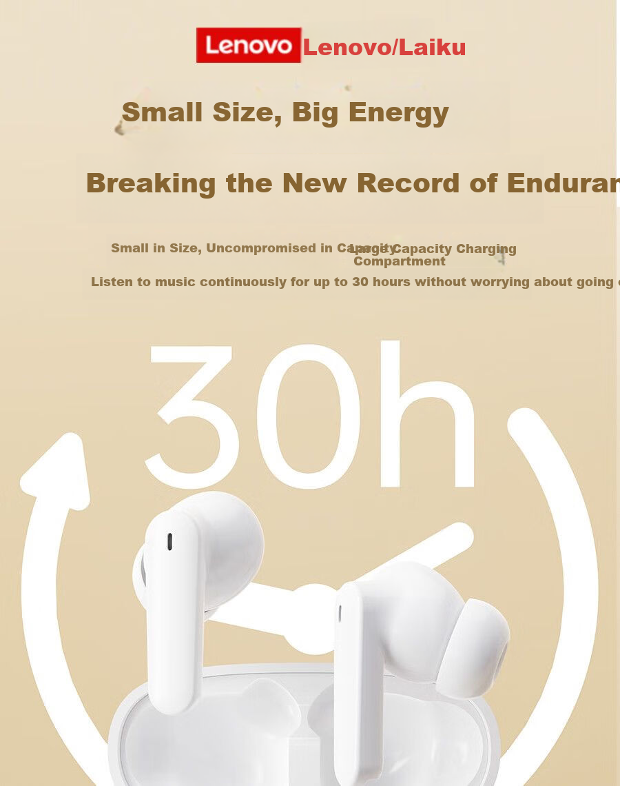 Lenovo Lai Ku EW322 True Wireless Bluetooth Earbuds, In-Ear Touch Control Music Gaming Sports Running Noise-Cancelling Earphones, Compatible with Apple Huawei Xiaomi Phones, Black 10