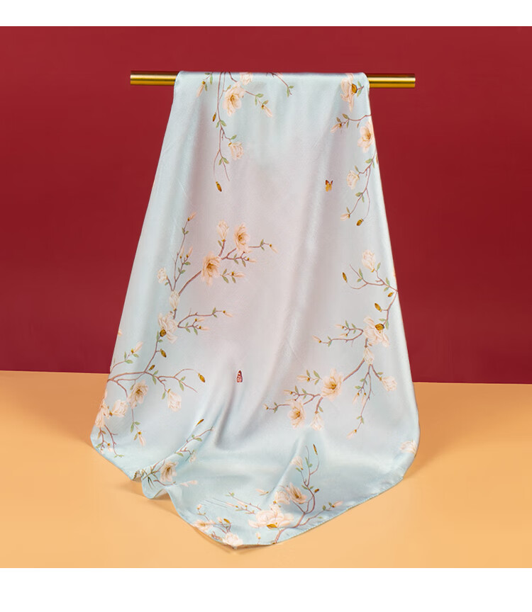 Shanghai Story Women's Silk Satin Small Square Scarf 100% Mulberry Silk Scarf Gift Box Birthday Present Tipsy Mist 19