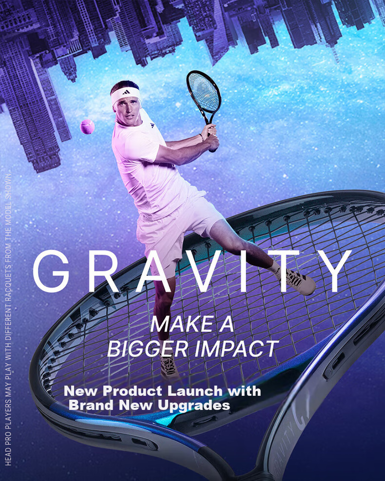 HEAD Zvelev Gravity 2025 MP Full Carbon Professional Tennis Racket, Small Z Carbon Fiber Racket, Pre-Strung 1