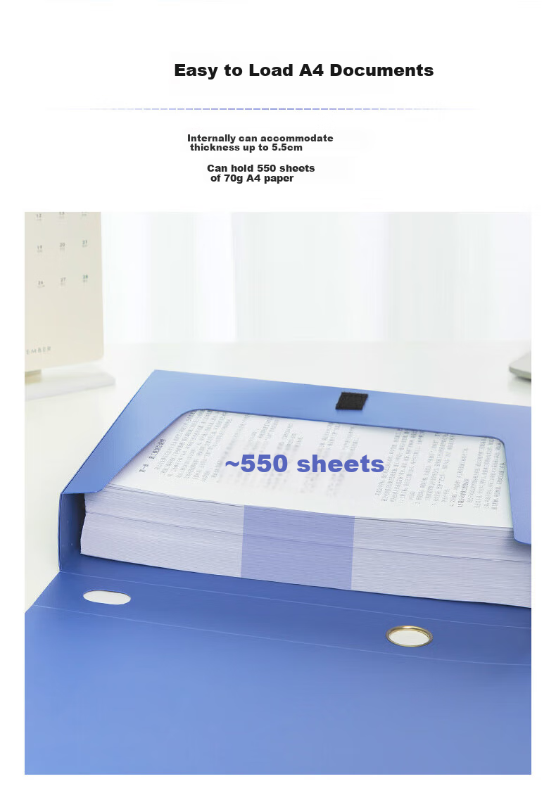 COMIX 10 A4 File Boxes, 55mm Velcro Folders, Thickened Plastic Document Boxes for Vouchers, Personnel Records, Construction Documents, Invoices Storage, Office Accounting Supplies, Blue EA1002-10 3