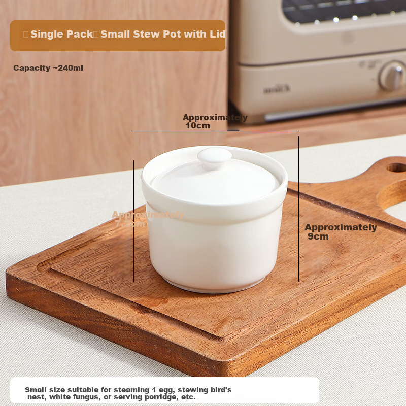 PINYU Ceramic Stew Pot, Soup Bowl with Inner Double Boiler for Steaming Eggs And Porridge, Bird's Nest Pot with Lid, Steaming Egg Pot, Soup Cooker, Stew Pot