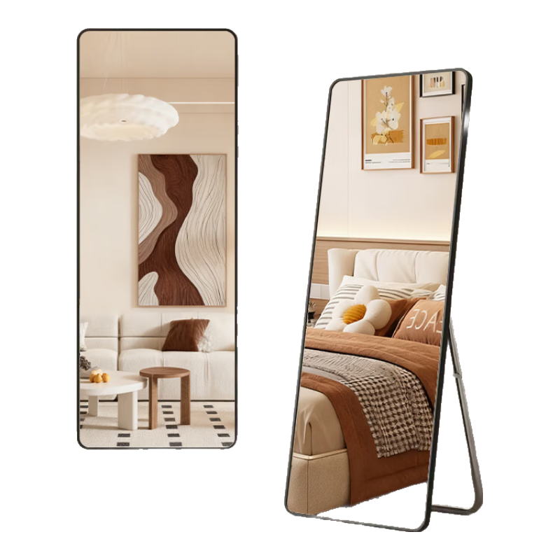 Millennium Mansion Full-Length Mirror Floor Mirror Dressing Mirror Wall-Mounted Explosion-Proof Fitting Room Mirror Simple Black 80*180cm