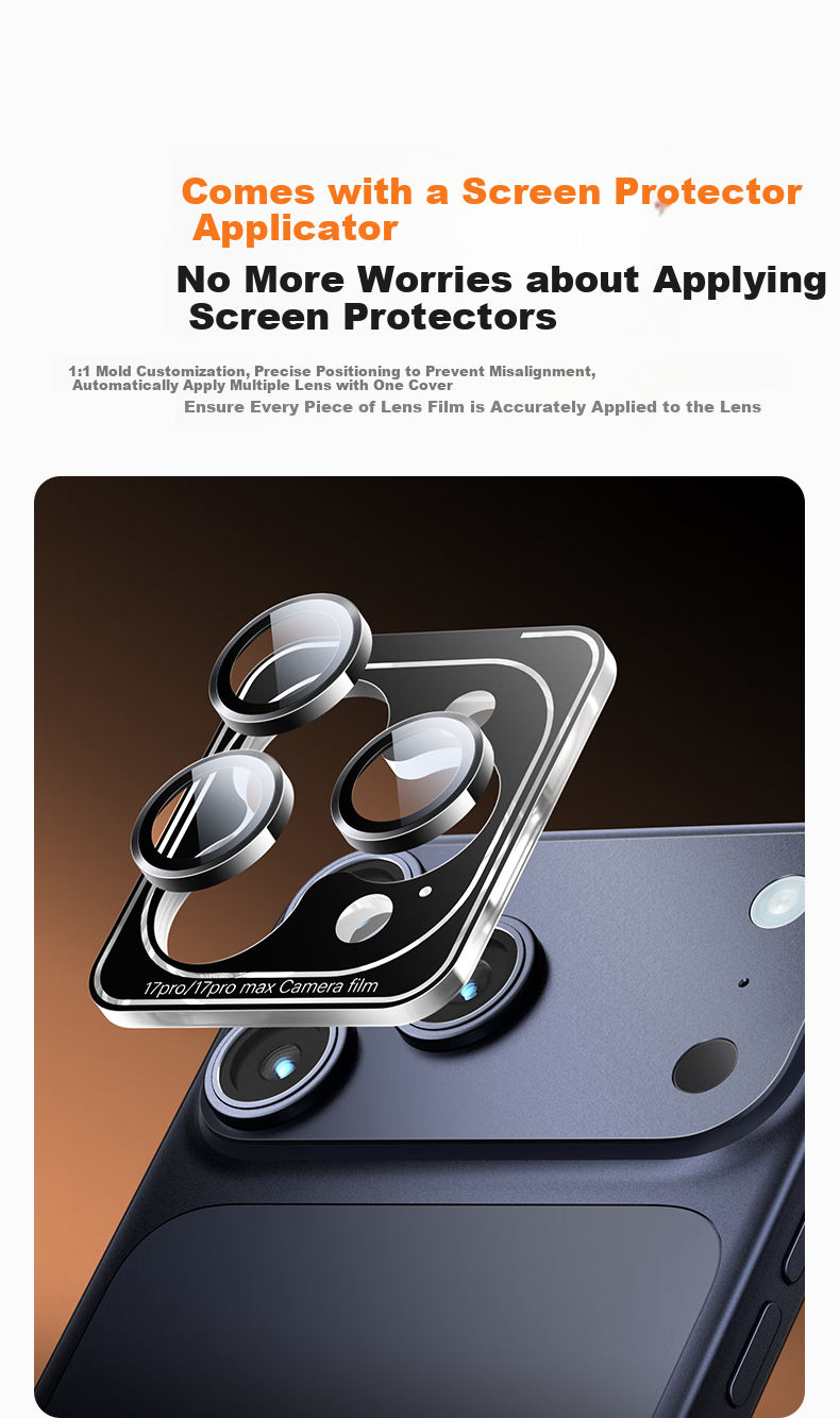 LLUNC IPhone 17 Pro/Pro Max Camera Lens Protector, Ultra-Thin HD Tempered Glass Film for Apple 17 Por/PorMax, Anti-Scratch, Shatterproof, Independent Eagle Eye Protective Film 2
