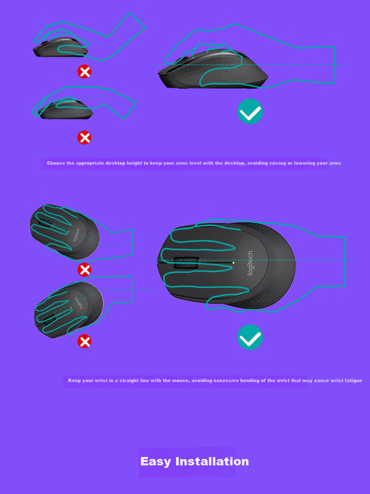 Logitech M280 [Enterprise Grade] Wireless Office Mouse, Right-Hand Laptop Mouse, Ergonomic Design with 2.4G Wireless Receiver, Black [Order Bonus] 6