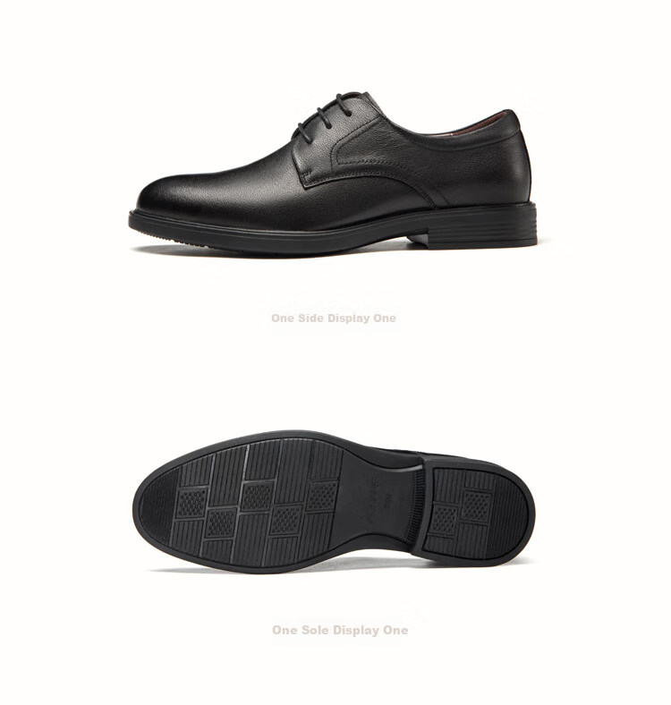 Aokang Leather Shoes for Men, British Style Business Formal Shoes, Low-Top Lace-Up Men's Shoes, Black, Size 42 8