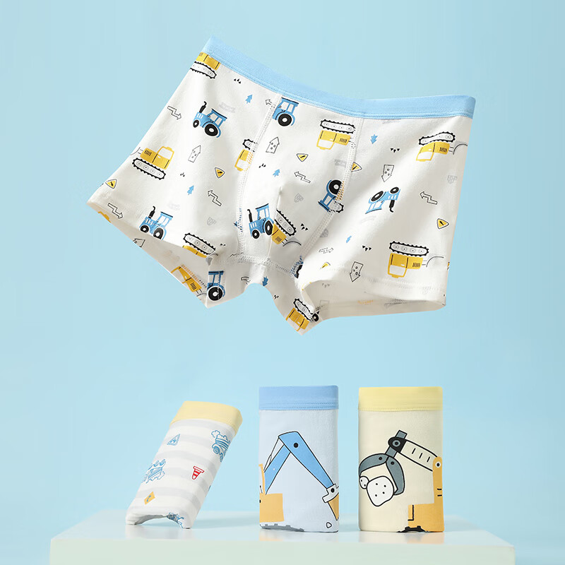 FENTENGCARE Boys' Underwear [Class A Cotton 10A Antibacterial] 4-Pack Cartoon Boxer Briefs 100% Cotton Crotch Children's Underwear