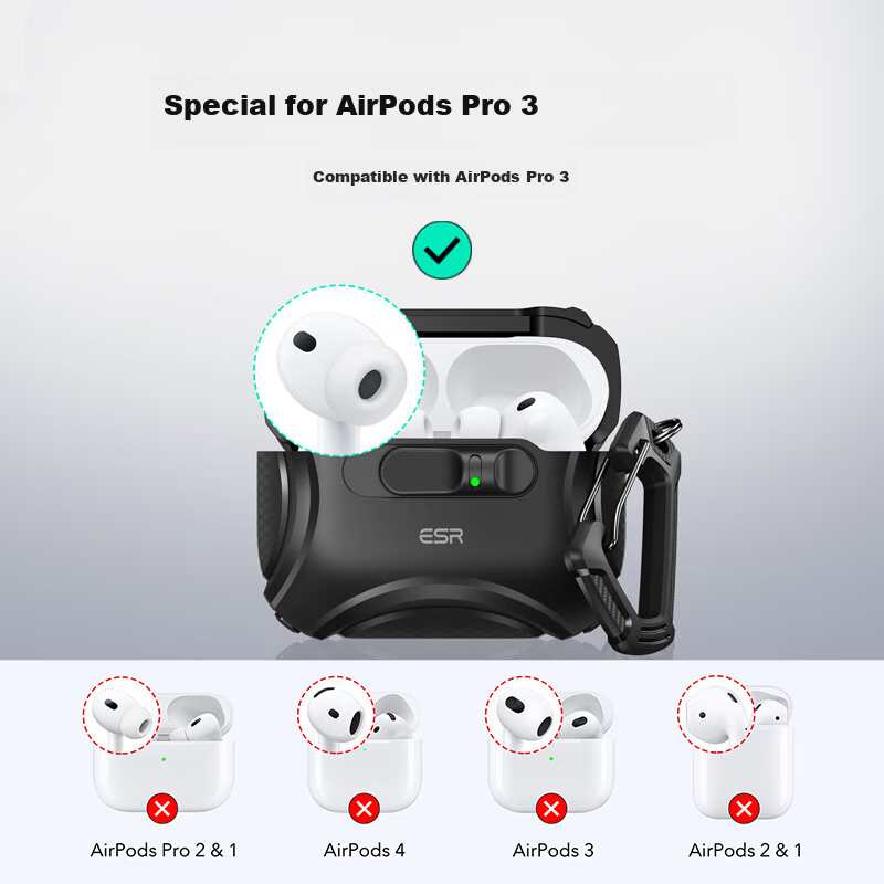 ESR AirPods Pro 3 Case, Third-Generation Apple Earphone Protective Cover, 2025 New MagSafe Magnetic Safety Lock Earphone Case, Wireless Charging Compatible, Shockproof Shell, Blue