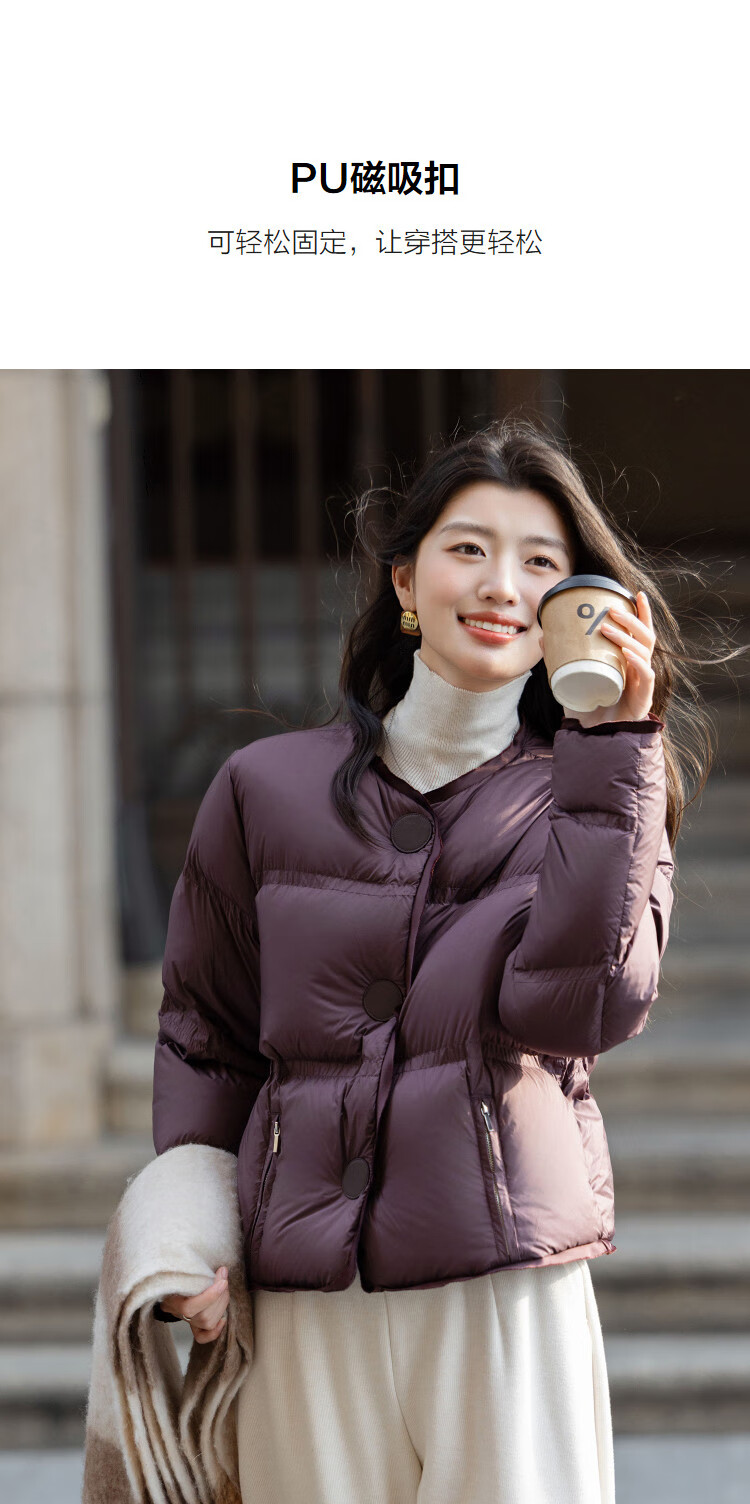 Dme [15D Zero Pressure Sensation] Winter 90% Duck Down PU Magnetic Button Three-Layer Craftsmanship Straight Women's down Jacket 1