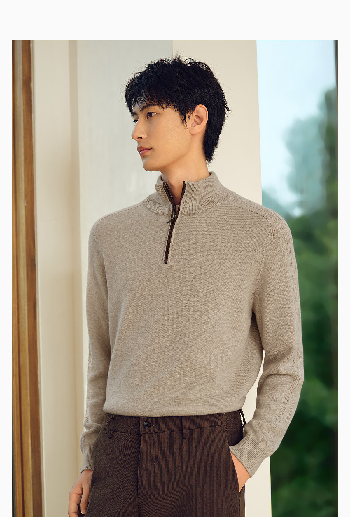Hodo Heavyweight 100% Wool Men's Casual Half-Zip Thick Cable Knit Sweater 10