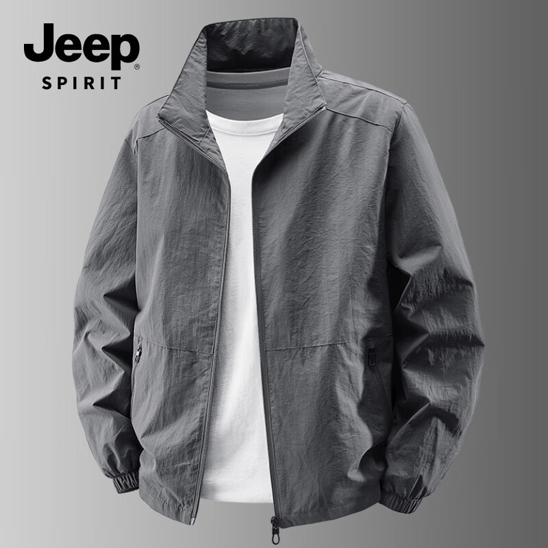 JEEP SPIRIT Men's Jacket Lightweight Business Casual Coat Dark Gray 3XL