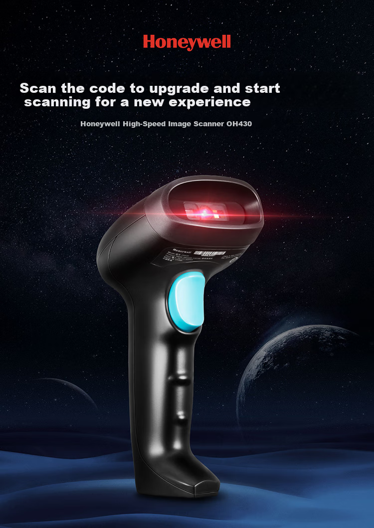 Honeywell Wireless Barcode Scanner, Barcode, 1D Barcode Scanner, Warehouse And Supermarket Barcode Scanner, Plug And Play, with Base OH3503 Black 2